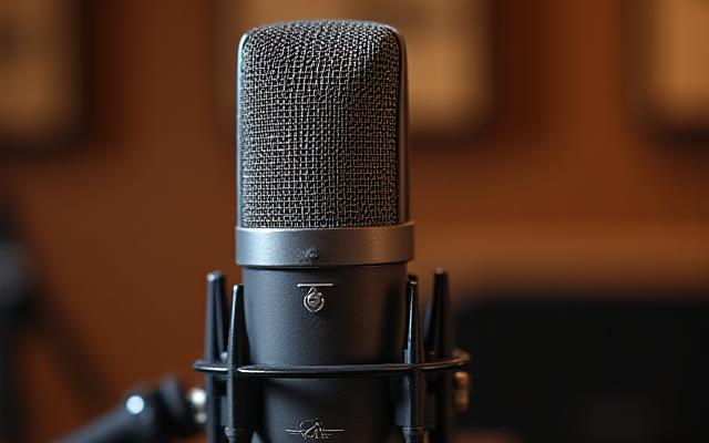 El micrófono vintage Neumann U87 de Canela Wave en el estudio Medellín.